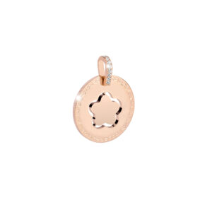 Obesek rožica v medaljonu s cirkoni - ⌀ 26 mm