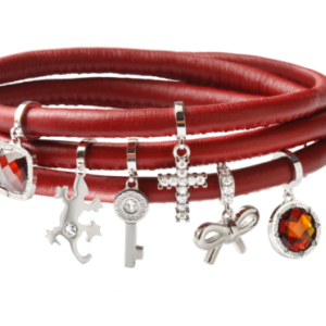 Usnjena zapestnica živo rdeča