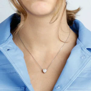 Bronzallure - Ogrlica s srčkom in cirkoni - srebrna