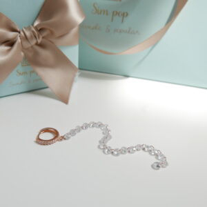 Mono uhan Sim Pop - Rinka s cirkoni in ketnico s swar. kristali