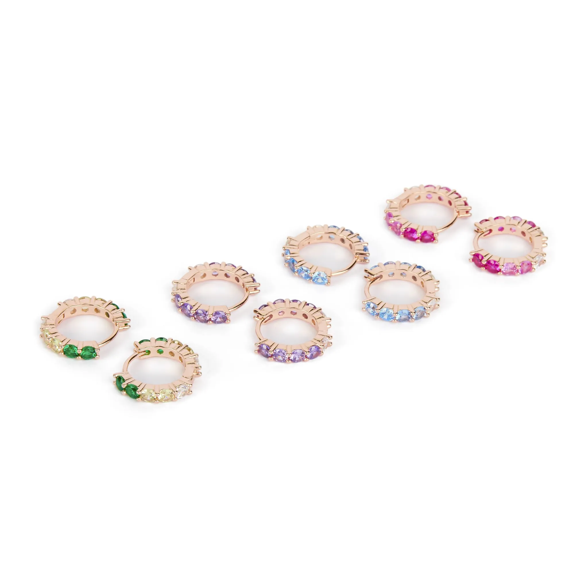 Uhani Sim Pop - Rinke z barvnimi cirkoni - slika 3