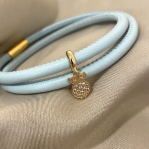 Usnjena zapestnica sinje modra