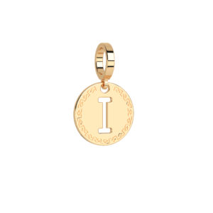 Obesek črka I v medaljončku rumen - ⌀ 12 mm