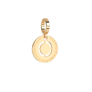 Obesek črka O v medaljončku rumen - ⌀ 12 mm