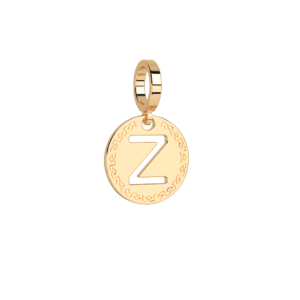 Obesek črka Z v medaljončku rumen - ⌀ 12 mm