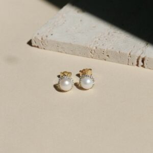 Uhani Sim Pop - Perlice s cirkoni -  rumene