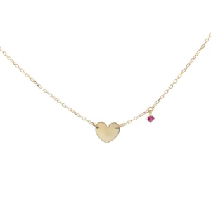 Ogrlica s srčkom in cirkonom v barvi rubina