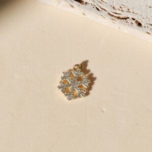 Obesek snežinka s cirkoni - rumena