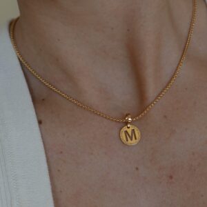 Kovinska ogrlica rumeni barvi - S