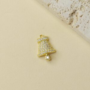 Obesek zvonček s cirkoni - rumen