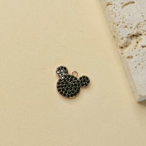 Obesek Mickey s črnimi cirkoni - rožnat