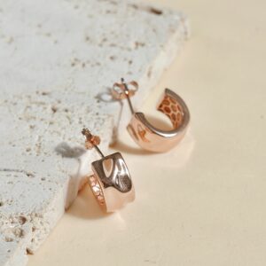 Uhani Sim Pop - Polkrožne široke rinke s potiskom - rožnate