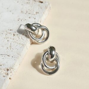 Uhani Sim Pop - Viseča dva kroga - srebrni