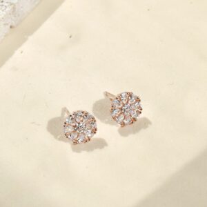 Uhani Sim Pop - Uhani rožice s cirkoni - rožnati