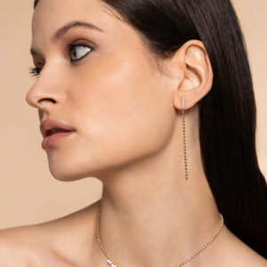 Athena - Viseč mono uhan dolga resica - rumen