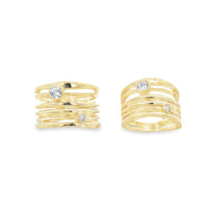 Sim Pop - Širok prstan s cirkoni - rumen