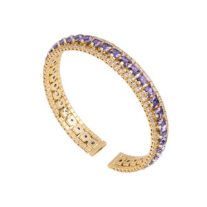 Rebecca - Bangle zapestnica z viola cirkoni - rumena