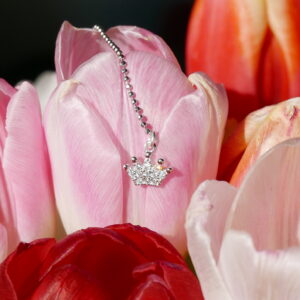 Obesek kronca s cirkoni v srebrni barvi