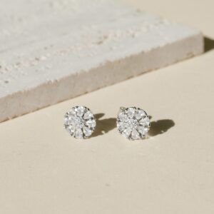 Uhani Sim Pop - Rožice s cirkoni - srebrni