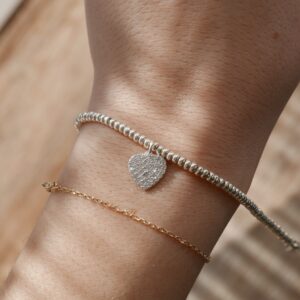 Obesek srček s cirkoni - srebrn