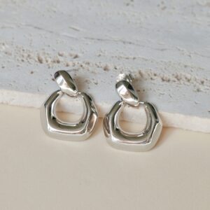 Uhani Sim Pop - Viseči s krogom - srebrni