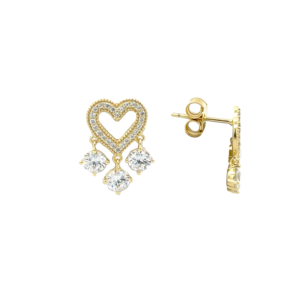 Sim Pop - Uhani s srčkom in cirkoni - rumeni