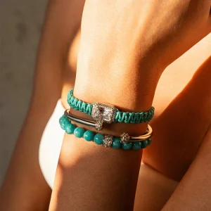 AZUL - Elastična zapestnica Orbis z modrim žadom - srebrna