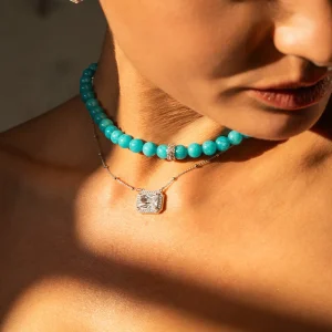 AZUL - Kratka ogrlica z obeskom - srebrna