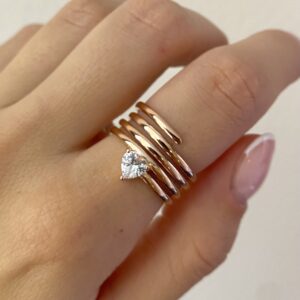 Sim Pop - Prstan s cirkonom v obliki srčka - rožnat