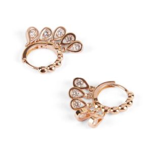 Uhani Sim Pop - Rinke z visečimi obeski bele solzice - rožnati