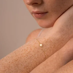 Bronzallure 9KT zlato - zapestnica z belim angelčkom