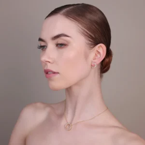 Bronzallure - kratka ogrlica s krogcem s cirkoni - rumena