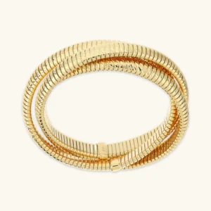 Etrusca - Zapestnica tridelni obroč z zarezami - rumena