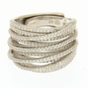 Prstan Sim Pop - Širok s cirkoni - srebrn