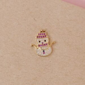 Obesek snežak s cirkoni - rumen