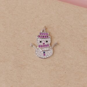 Obesek snežak s cirkoni - srebrn