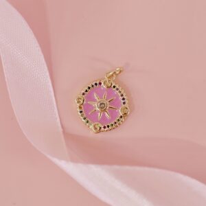 Obesek roza medaljon - rumen