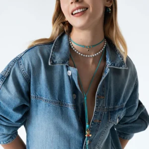 CHARM BAR vrvica ogrlica "cravatta" - modra