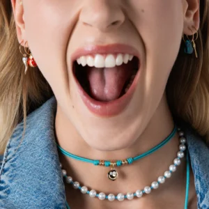 CHARM BAR vrvica ogrlica "rondelle" - modra