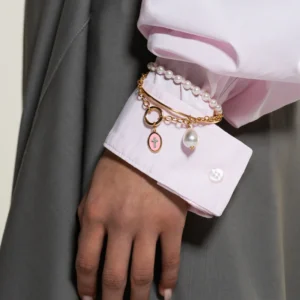 CHARM BAR zapestnica s členi in okroglo zaponko - rumena