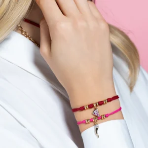 CHARM BAR zapestnica vrvica "rondelle" - fuksija