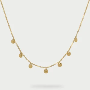 GIPSY CHIC - Kratka ogrlica z visečimi obeski medaljoni - rumena