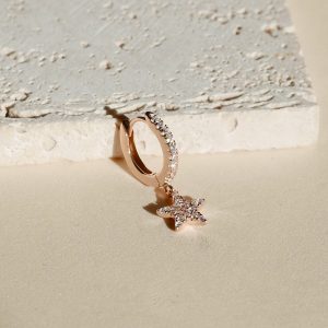 Mono uhan Sim Pop - Rinka s cirkoni in zvezdico - rožnata