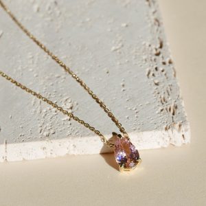 Sim Pop - Ogrlica z roza kamnom - rumena