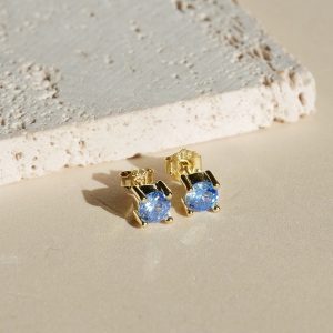 Sim Pop - Uhani z modrim cirkonom - rumeni