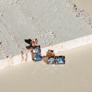 Sim Pop - Uhani z modrimi cirkoni - rožnati