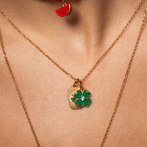 CHARM BAR obesek zelena deteljica - rumena