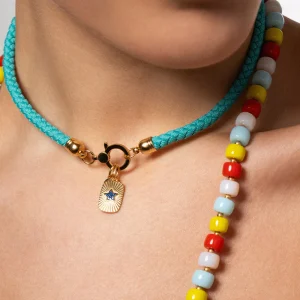 CHARM BAR obesek medaljon z zvezdico - rumen