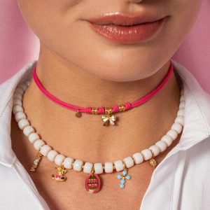 CHARM BAR obesek moder križ - rumen