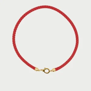 CHARM BAR kratka ogrlica iz rdeče vrvice - rumena